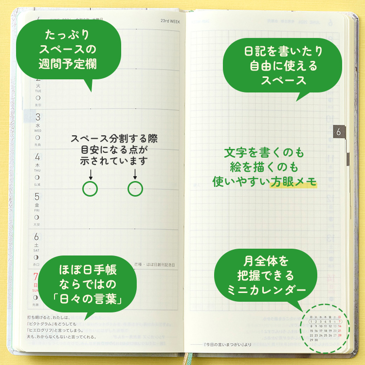 週間ページもたっぷりメモ欄付き