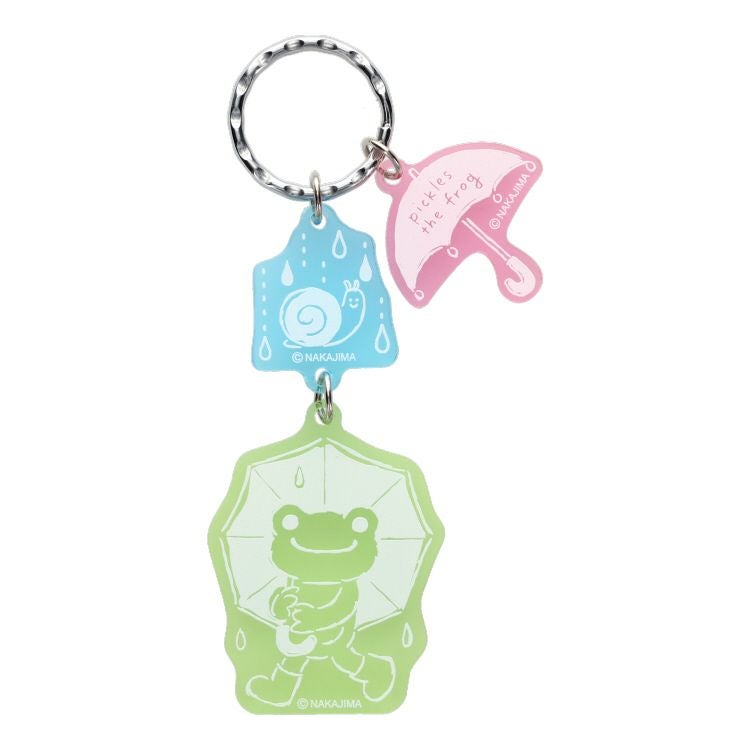 かえるのピクルス】クリアアクリル3連キーホルダー（アンブレラ）PK