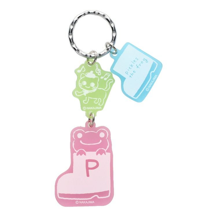 かえるのピクルス】クリアアクリル3連キーホルダー（長靴）PK-031