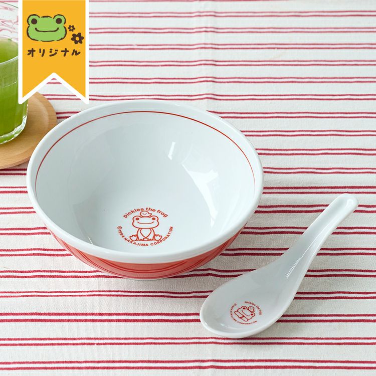 かえるのピクルス】中華食器セット（れんげ＆どんぶり）【当店
