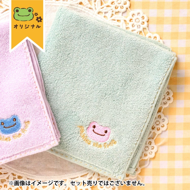ひー　お小物類 5月中旬頃お届け予定＊【かえるのピクルス】今治ミニタオル（ブルー