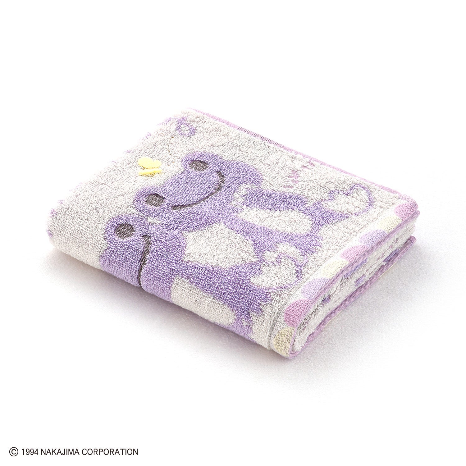 かえるのピクルス】フェイスタオル（ひなたぼっこ/パープル）82